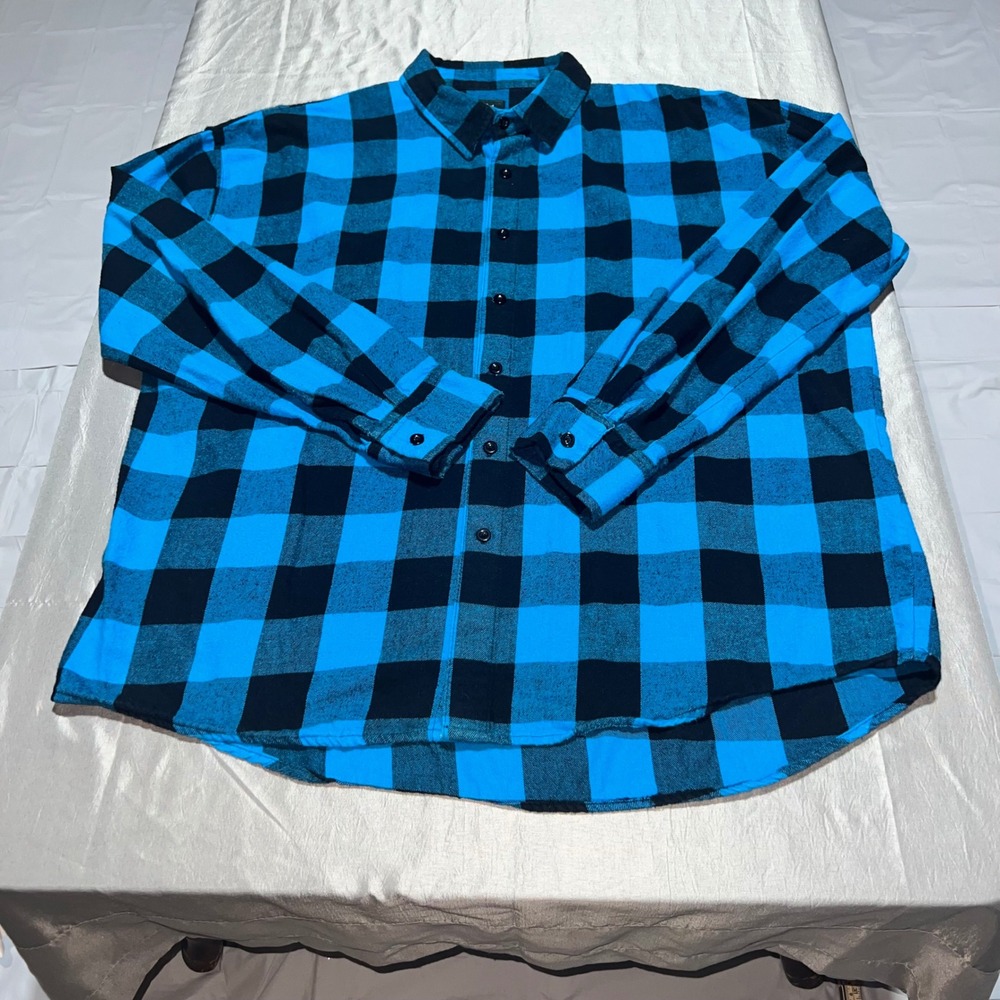 NFL Team Apparel Mens XL Carolina Panthers Plaid Flannel Button Up Shirt Cotton - Picture 9 of 10